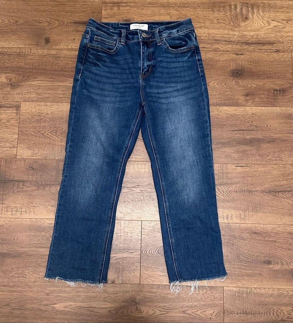 LOVERVET by Vervet Dark Wash Stretch Cropped Cut Off Jeans Size 27